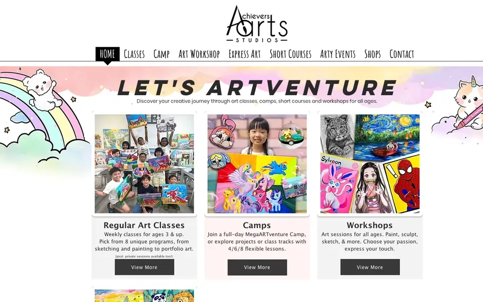 Achievers Arts website homepage, 4 Oct 2026