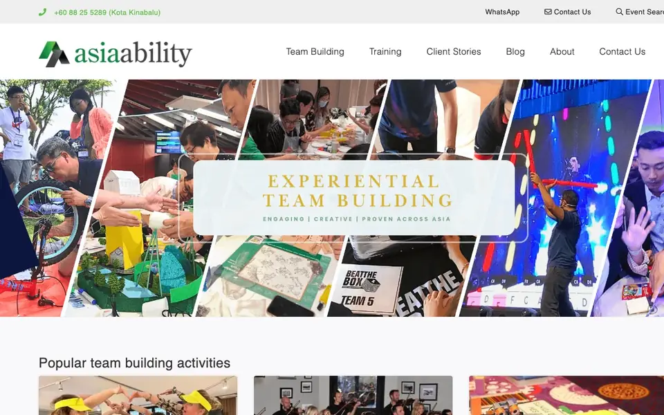 Asia Ability Creative Team Building website homepage, 4 Oct 2026