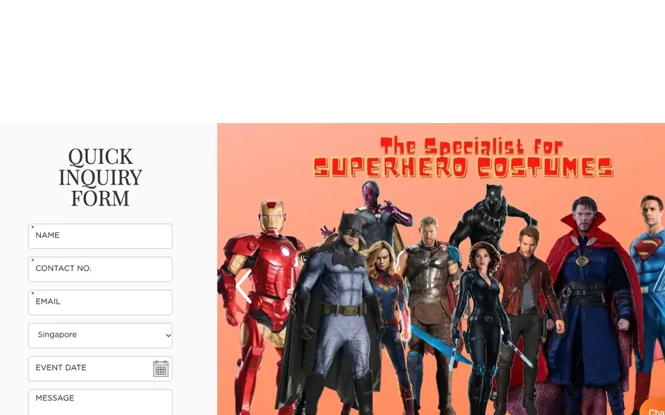 Costumes ‘N’ Parties website homepage, 4 Oct 2026