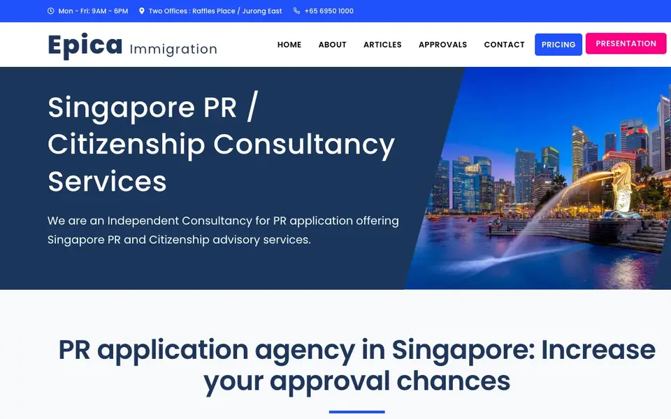 Epica Immigration website homepage, 4 Oct 2026
