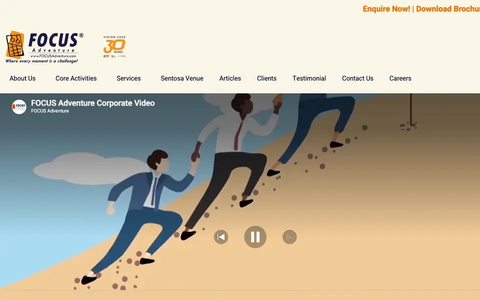 Focus Adventure website homepage, 4 Oct 2026