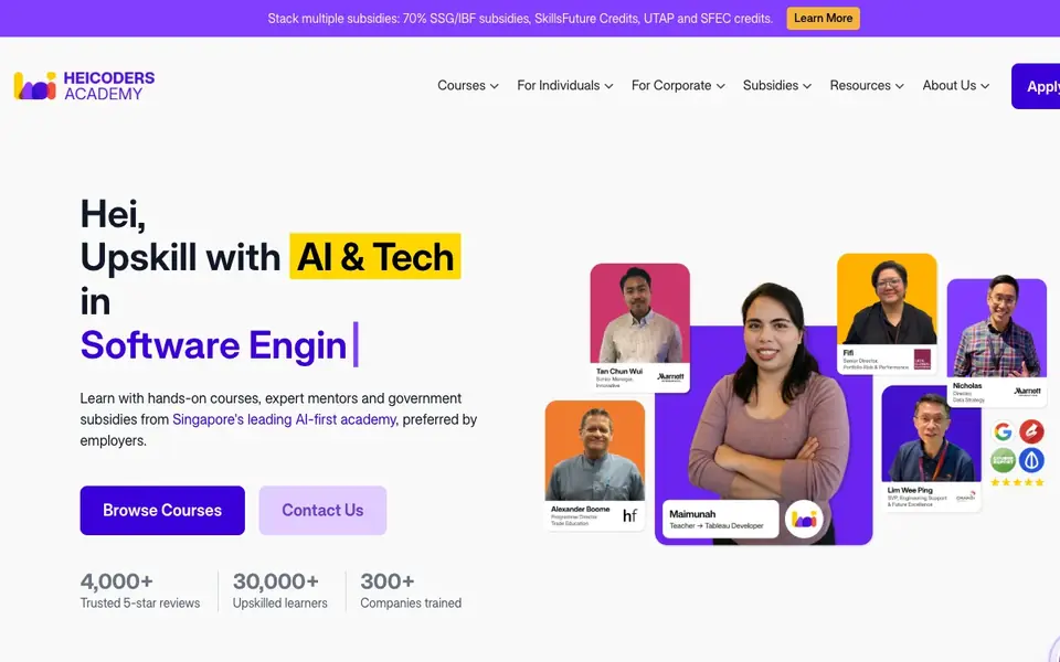 Heicoders Academy website homepage, 4 Oct 2026