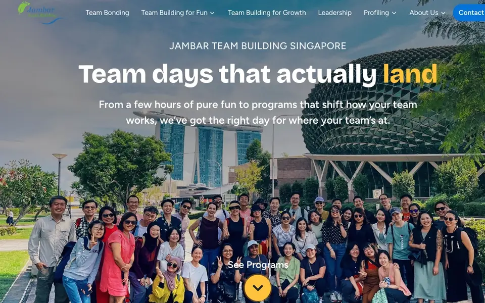 Jambar Team Building website homepage, 4 Oct 2026