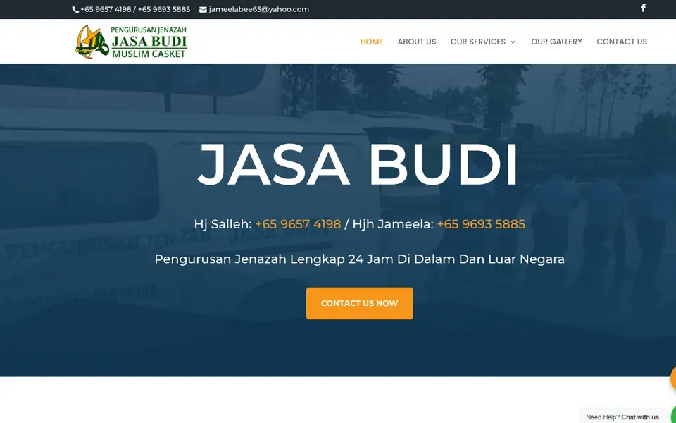 Jasa Budi Muslim Casket Services website homepage, 4 Oct 2026