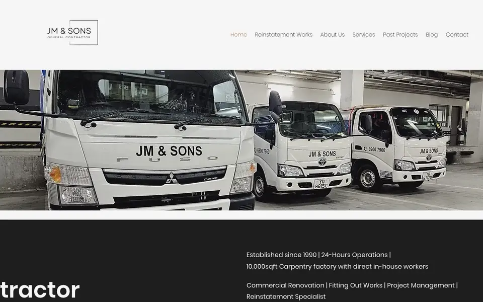 JM & Sons General Contractor website homepage, 4 Oct 2026