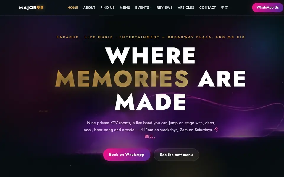Major 99 website homepage, 4 Oct 2026