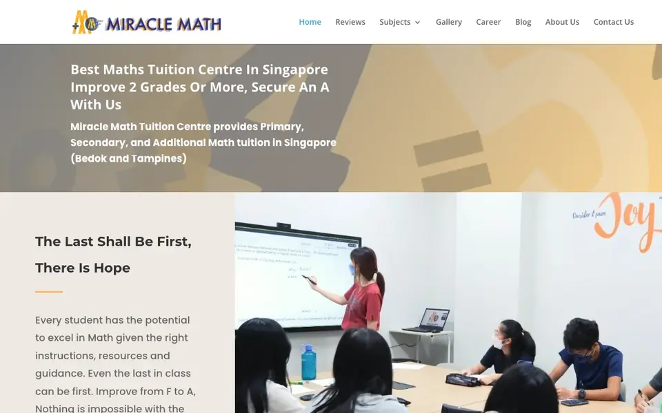 Miracle Math Tuition Centre website homepage, 4 Oct 2026