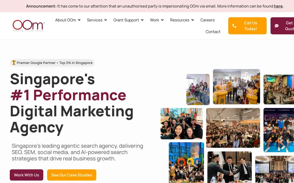 Oom Institute website homepage, 4 Oct 2026