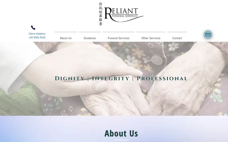 Reliant Funeral Services website homepage, 4 Oct 2026