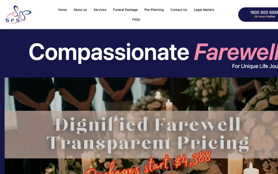 Singapore Funeral Services (SFS) website homepage, 4 Oct 2026