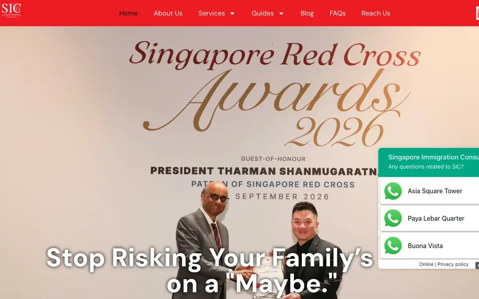 Leading Immigration Consultant – Singapore Immigration Consultancy website homepage, 4 Oct 2026