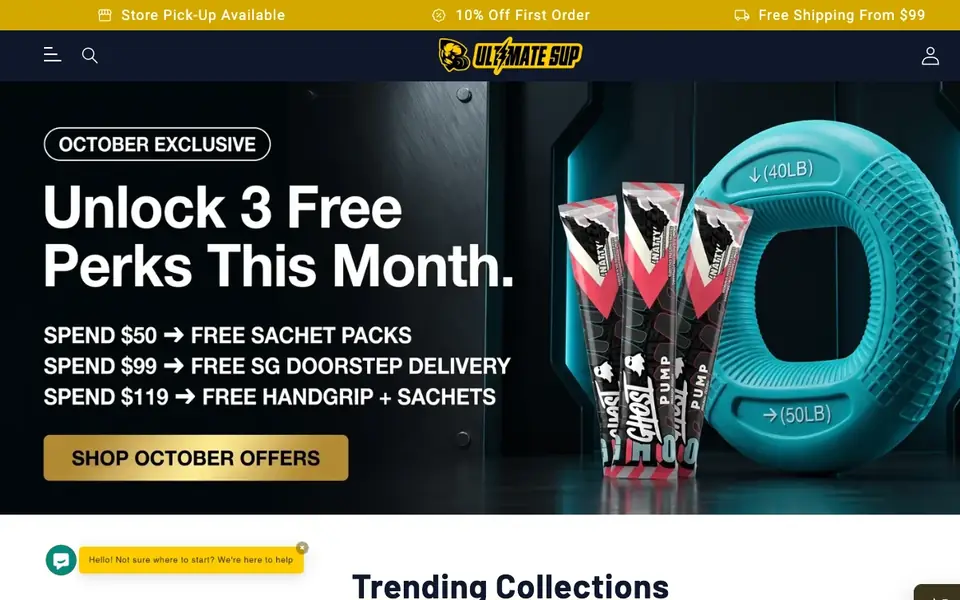 Ultimate Sup website homepage, 4 Oct 2026