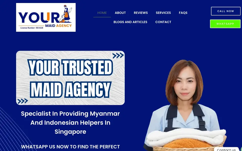 Your Maid Agency website homepage, 4 Oct 2026